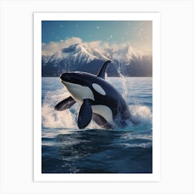 Realistic Orca Whale Icy Mountain Photography Style 2 Art Print