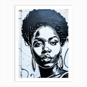 Graffiti Mural Of Beautiful Black Woman 85 Art Print