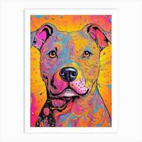 Colourful Staffordshire Bull Terrier Dog Portrait Art Print