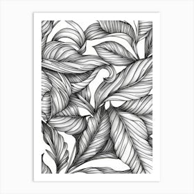 Seamless Pattern Of Palm Leaves Art Print