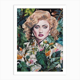 Floral Handpainted Portrait Of Princess Madonna 3 Art Print