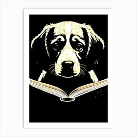 Dog Reading Book Póster