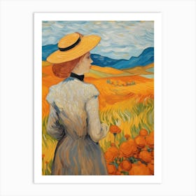 Lady in garden Art Print