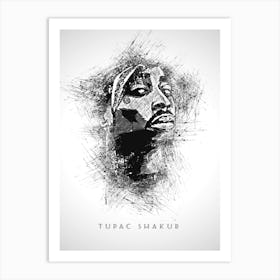 Tupac Shakur Rapper Sketch Art Print