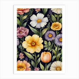 Watercolor Floral Pattern 6 Art Print