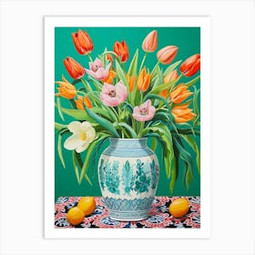 Flowers In A Vase Still Life Painting Tulips 4 Art Print