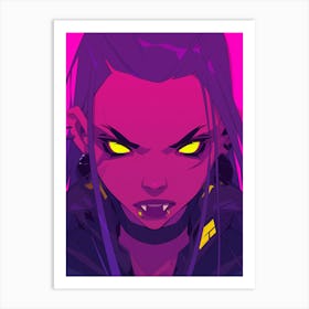 Anime Girl With Neon Eyes Art Print