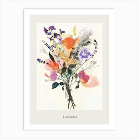 Lavender 3 Collage Flower Bouquet Poster Art Print