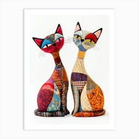 Patchwork Siamese Cat figurines # 2 Art Print