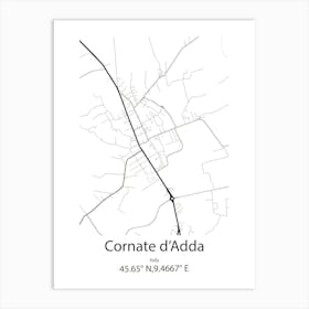 Cornate D Adda,Italy Minimalist Map Art Print