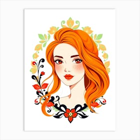 Portrait Of A Girl With Red Hair Art Print