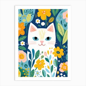 Cute Cat In Flowers Art Print