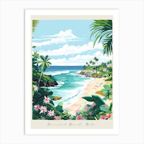 Poster Of Diamond Beach, Bali, Indonesia, Matisse And Rousseau Style 3 Art Print
