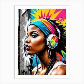 Graffiti Mural Of Beautiful Hip Hop Girl 22 Art Print