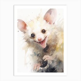 Light Watercolor Painting Of A Hissing Possum 3 Art Print
