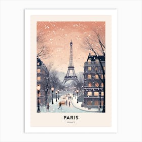 Winter Night  Travel Poster Paris France 1 Art Print