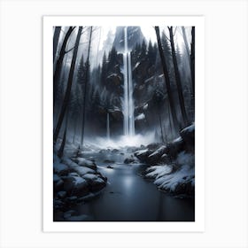 Winter waterfall forest #1 - Oil Painting Art Print