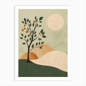 Apple Tree Minimal Japandi Illustration 3 Art Print