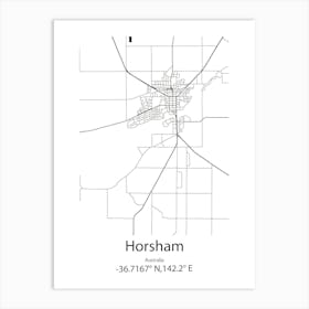 Horsham,Australia Minimalist Map Art Print