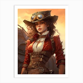 Steampunk Cowgirl 4 Art Print