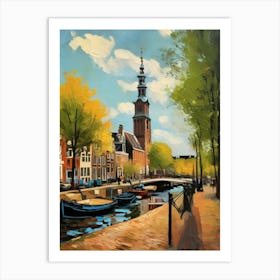 Wall painting print, Amsterdam, Netherlands, landscape art, Van Gogh style, fine art..254 Art Print