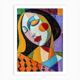 Girl Oil Painting The Collection Of Colorful Oil Paintings Is A Background From Thailand, Pablo Picasso, Geometric Shapes Art Print