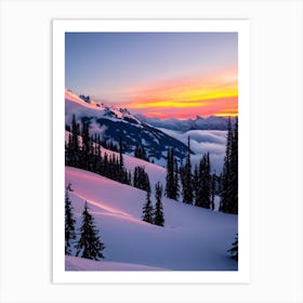 Davos, Switzerland Sunrise Skiing Poster Art Print