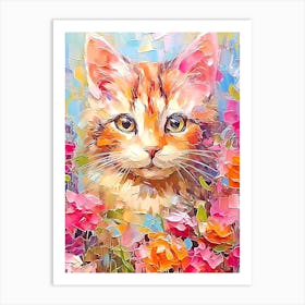 Cat In Flowers Art Print