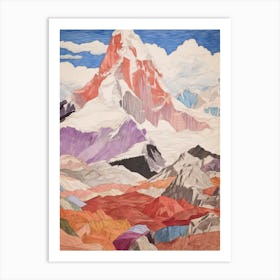 Cho Oyu Nepal 4 Colourful Mountain Illustration Art Print