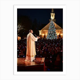 An Intimate Sunday Service Setting Imbued With The Essence Of Spiritual Surrender And Christmas Gra (2) Art Print