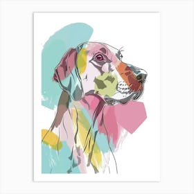 German Wirehaired Pointer Pastel Line Watercolour Illustration  2 Art Print