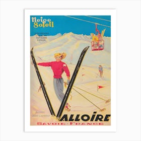 Valloire France Vintage Ski Poster Art Print