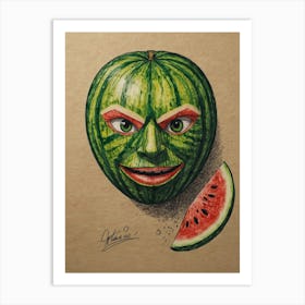 Watermelon Face Art Print