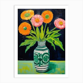 Flowers In A Vase Still Life Painting Everlasting Flower 1 Art Print