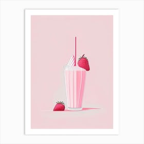 Strawberry Milkshake Dairy Food Minimal Line Drawing 1 Art Print