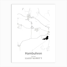 Hambuhren,Germany Minimalist Map Art Print