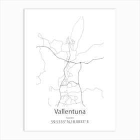 Vallentuna,Sweden Minimalist Map Art Print