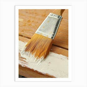 Paint Brush On Wood Art Print