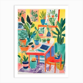 Colorful Living Room With Plants Art Print