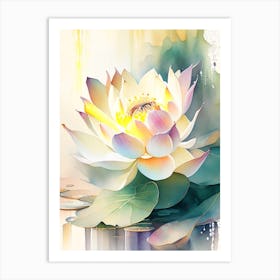 Giant Lotus Storybook Watercolour 6 Art Print