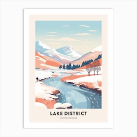 Vintage Winter Travel Poster Lake District United Kingdom 2 Art Print