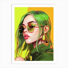 Billie Eilish Green Portrait 4 Art Print