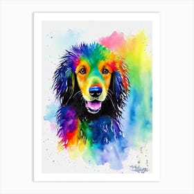 Curly Coated Retriever Rainbow Oil Painting Dog Art Print