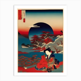 Samurai Woman By Person Art Print