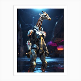 Giraffe In Cyborg Body #1 Art Print