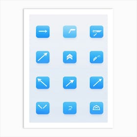 Arrow Icons For A Web Navigation Bar Minimalist Design With A Sleek Translucent Blue Overlay Drop (1) Art Print