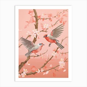Vintage Japanese Inspired Bird Print Finch 1 Art Print
