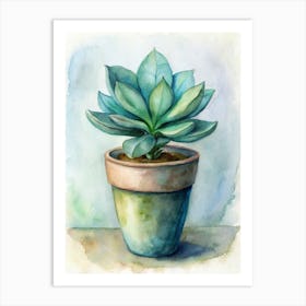 Succulent Plant Watercolor Painting Art Print