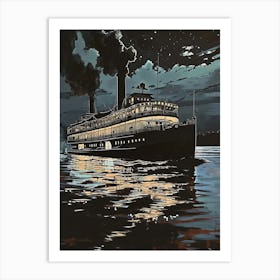 Steamboat Natchez Minimal Painting 1 Art Print