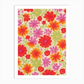 Nemesia Floral Print Retro Pattern 2 Flower Art Print